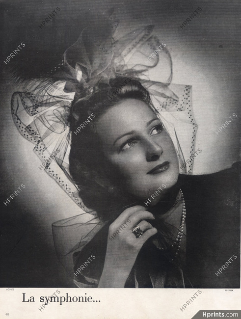 Madame Agnès 1946 Fashion Photography Hat, Philippe Pottier