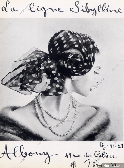 Albouy (Millinery) 1955 Fashion Photography Hat