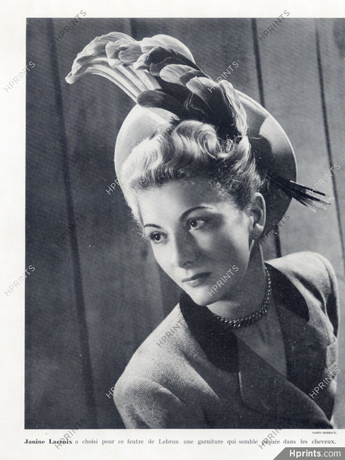 Janine Lacroix (Millinery) 1947 Fashion Photography Hat, Varry-Barbaux