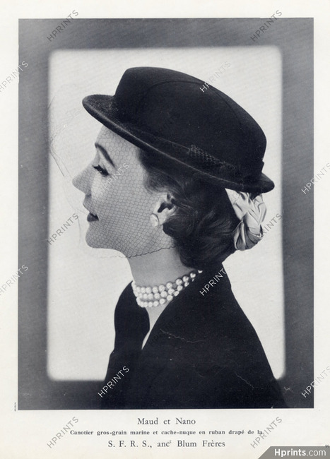 Maud et Nano (Millinery) 1946 Fashion Photography Canotier Hat, Eugène Rubin