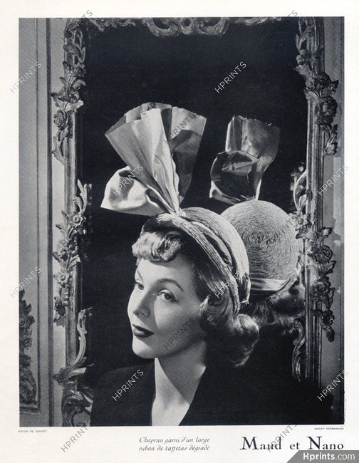 Maud et Nano (Millinery) 1950 Hat, Décor Doucet, Photo Seeberger