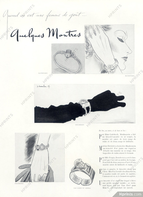 Mauboussin, Boucheron, Van Cleef & Arpels 1937 Watches, Jc. Haramboure