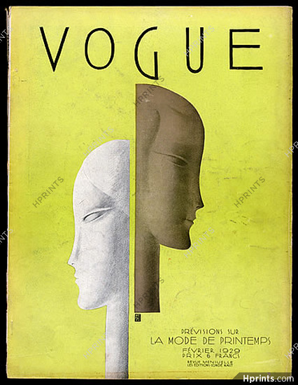 Vogue Paris 1929 February, Benito, Art Deco Cover, Mode de Printemps