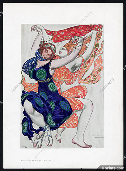 Léon Bakst 1911 Narcisse, Béothiennes, Hors-texte de l'Art Décoratif, Russian Ballet