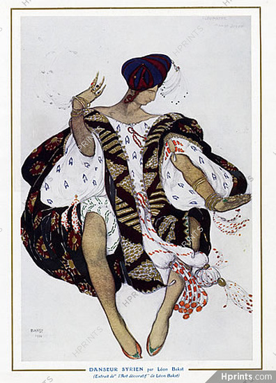 Léon Bakst 1913 Danseur Syrien, Syrian Dancer Costume Design