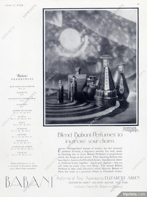 Babani (Perfumes) 1926 Yasmak, Demeyer