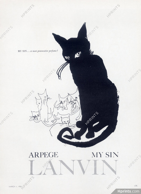 Lanvin (Perfumes) 1956 Arpège, My Sin... Cat
