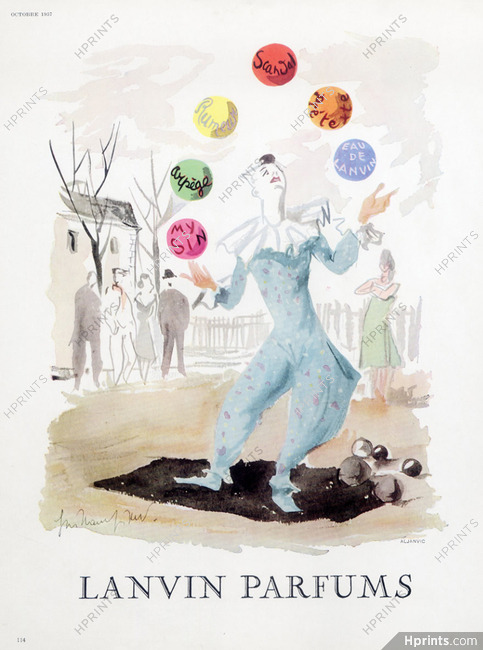 Lanvin (Perfumes) 1956 Guillaume Gillet, Clown Circus Juggler