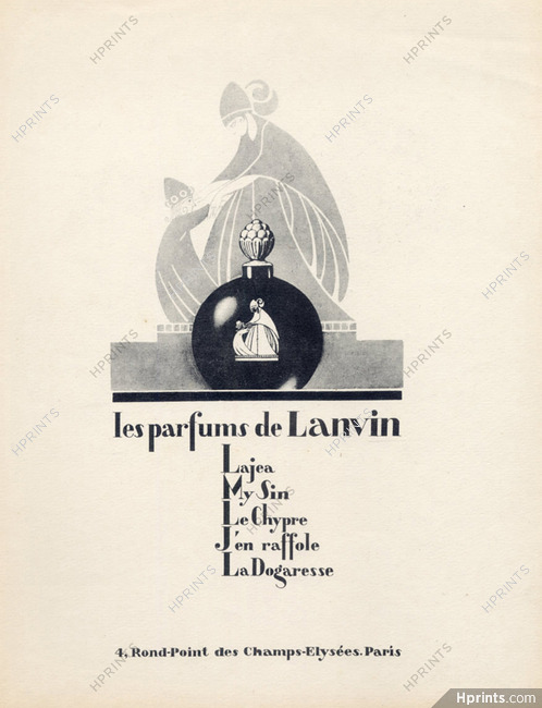 Lanvin (Perfumes) 1927 Lajea, My Sin, Le Chypre, j'en Raffole, La Dogaresse... Paul Iribe Bottle