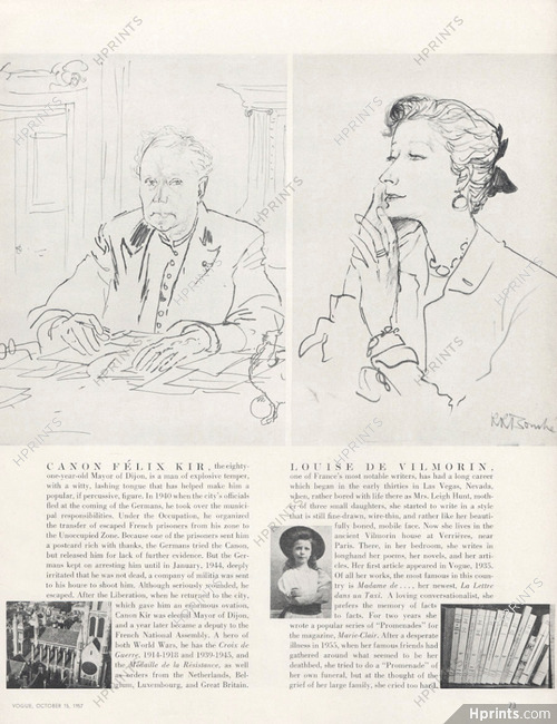 René Bouché 1957 Louise De Vilmorin & Canon Félix Kir... Portraits