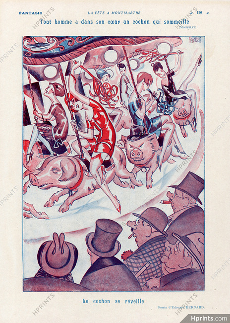 Edouard Bernard 1927 Merry-go-round Carousel, Pigs
