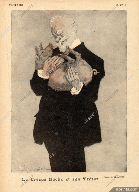 Blampied 1917 Pig, "Le Crésus Boche et son Trésor"