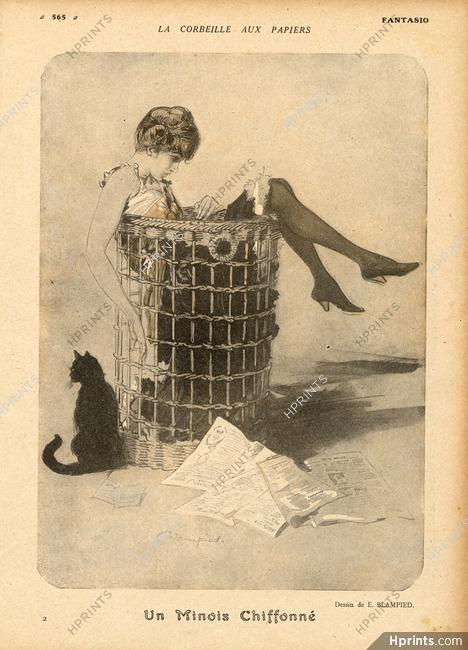 Blampied 1917 La Corbeille aux Papiers, Wastepaper Basket