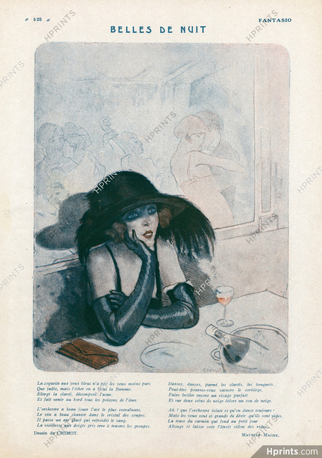 Edouard Chimot 1925 "Belles de Nuit" Elegant Courtisane