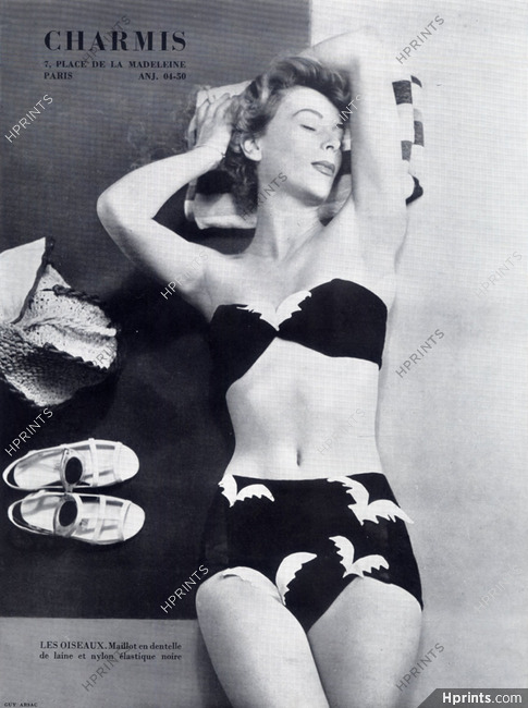 Charmis (Lingerie) 1951 Photo Guy Arsac, Swimwear Les Oiseaux