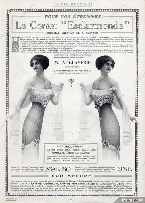 Claverie (Corsetmaker) 1912 "Esclarmonde" Corset