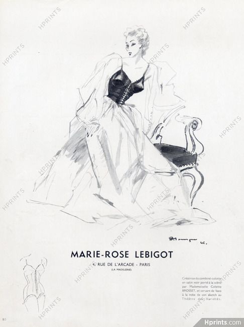 Marie-Rose Lebigot 1946 Pierre Mourgue, Corset, Corselette