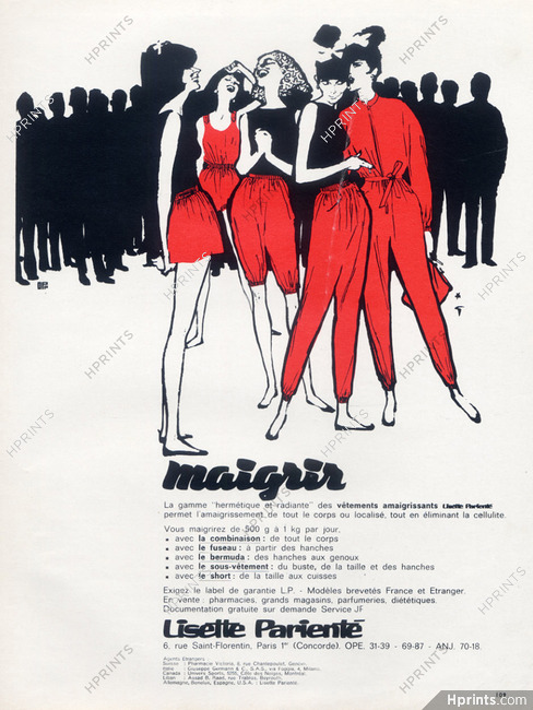 Lisette Parienté 1963 Amaigrissants Clothes, René Gruau (Version B)