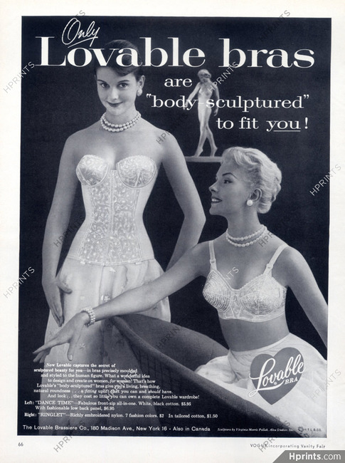 Lovable (Bras) 1956 Brassiere — Advertisement