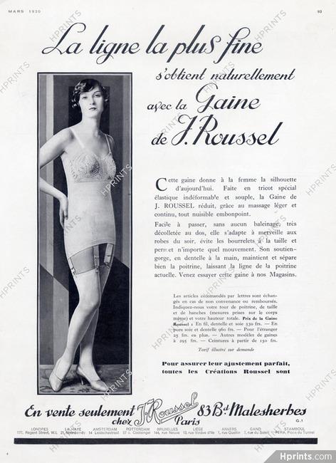 J.Roussel (Girdles) 1930 Girdle Garter Belt