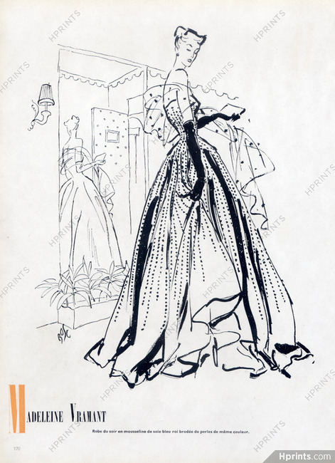 Madeleine Vramant (Couture) 1948 Fernando Bosc Evening Gown