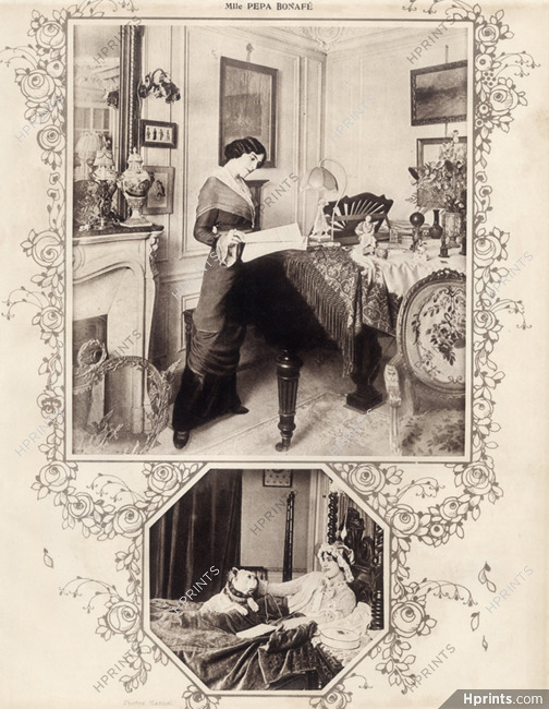 Pépa Bonafé "chez elle" 1913 French Bulldog, Photo Manuel Frères