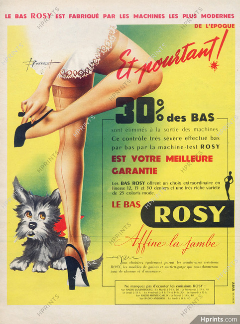 Rosy (Lingerie) 1954 Stockings Hosiery, Dog