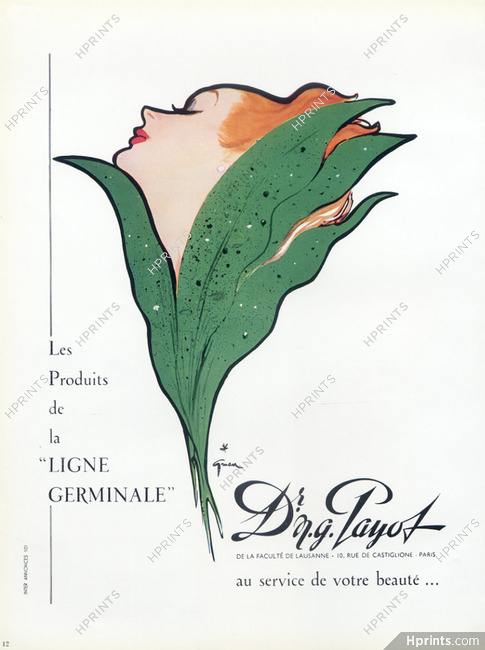 Payot (Cosmetics) 1952 René Gruau, Ligne Germinale