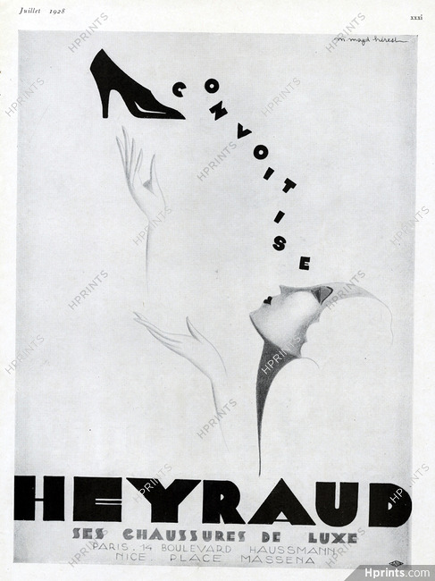 Heyraud (Shoes) 1928 Magd Hérest, Art Deco Poster Art