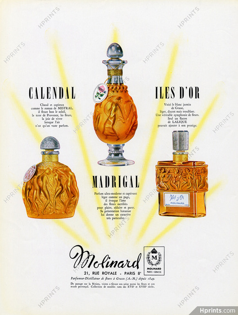 Molinard (Perfumes) 1951 Calendal, Madrigal, Iles d'Or