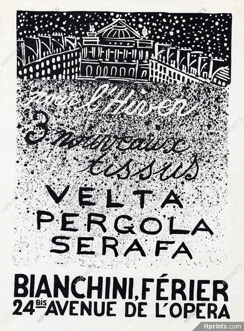 Bianchini Férier 1925 Velta, Pergola, Serafa, Opéra, Raoul Dufy