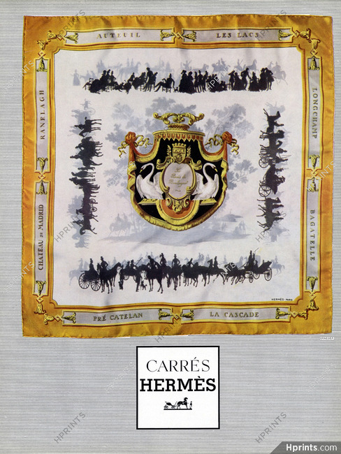 Hermès (Carrés) 1957 Scarf Le Bois de Boulogne