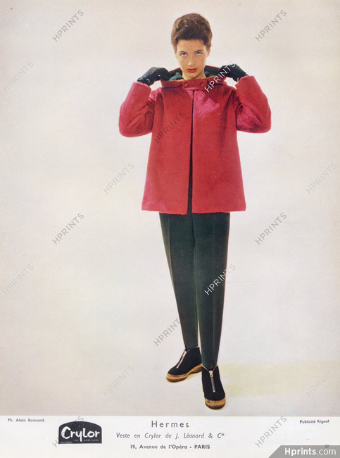 Hermès (Sportswear) 1959 Pink Winter Jacket, Pant Ski Fashion, Photo Alain Boisnard