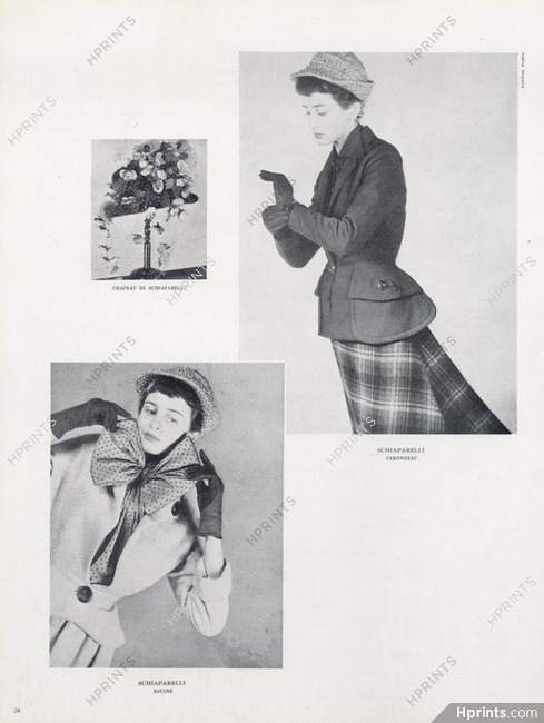 Schiaparelli (Couture & Hat) 1948 Photo Eugène Rubin