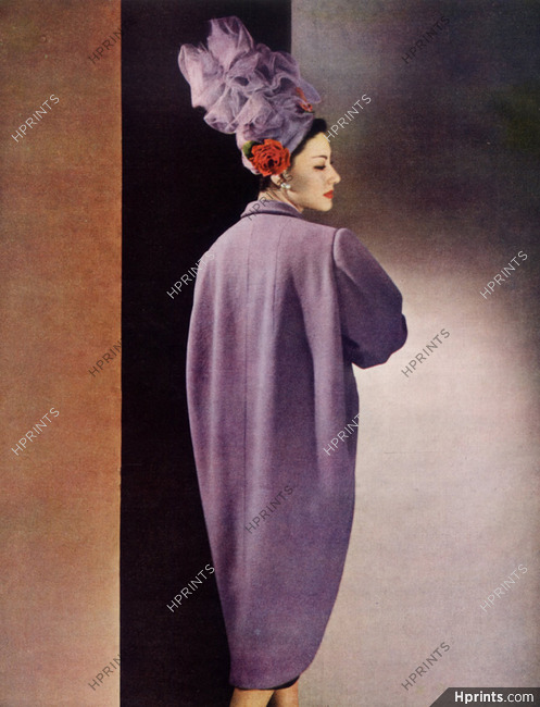 Balenciaga 1947 Fashion Coat, lainage Morelle et fils, Philippe Pottier