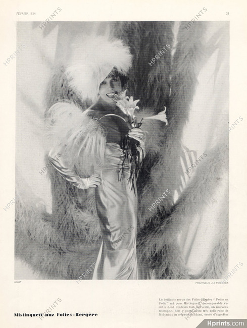 Molyneux (Couture) 1934 Mistinguett aux Folies-Bergère, Hat Le Monnier, Photo Horst