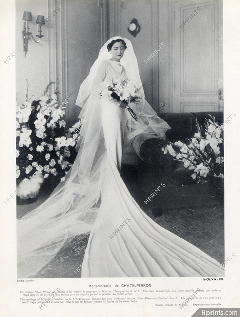 Molyneux (Couture) 1937 Wedding Dress, Melle de Chatelperron,