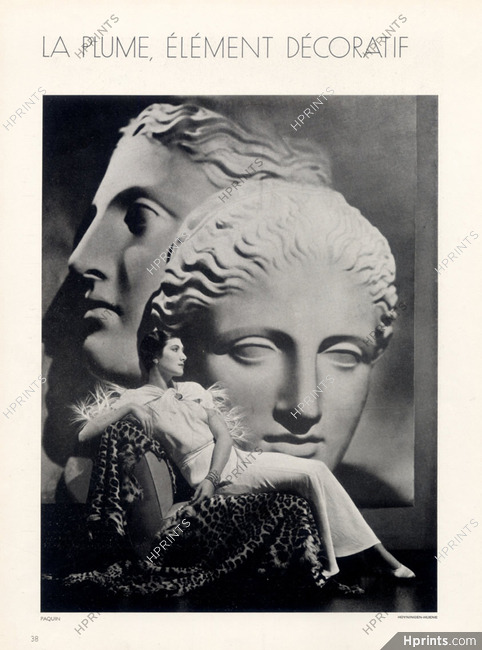 Paquin 1934 George Hoyningen-Huene, Feathers Evening Gown, Decoratives art Classical Antiquity