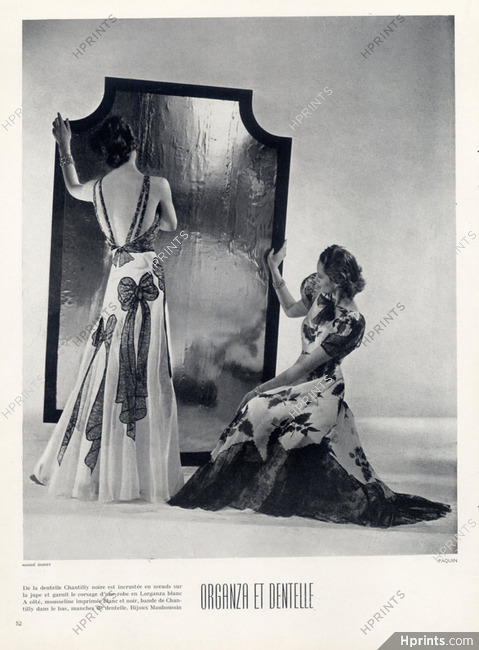 Paquin (Couture) 1937 Photo André Durst, Lace Evening Gown