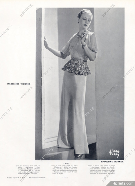 Madeleine Vionnet 1937 Photo Madame D'Ora, Dinner Suit