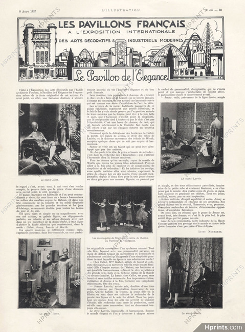 Le Pavillon de l'Élégance, 1925 - Decorative Arts Exhibition Callot Soeurs, Lanvin, Siégel, Jenny, Worth, Texte par Lucie Neumeyer