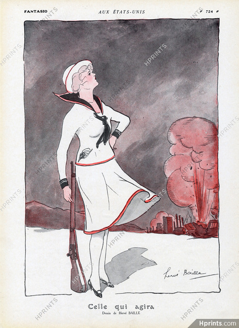 Hervé Baille 1916 "Aux Etats-Unis", Woman in the Army