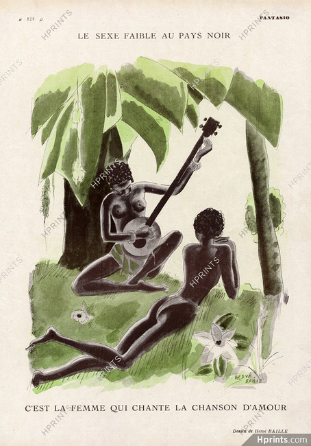 Hervé Baille 1930 Topless, African Musician