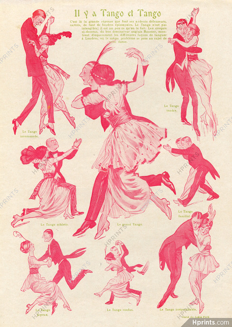 Lewis Baumer 1914 London Tango Dancers
