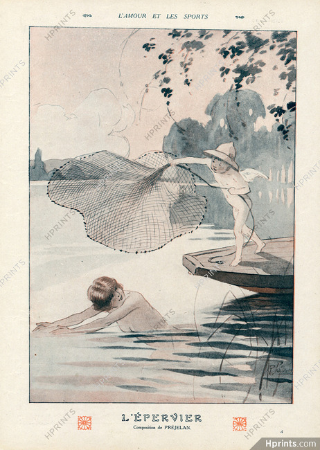 René Prejelan 1914 l'Amour et les Sports, L'épervier...Bathing Beauty, Angel