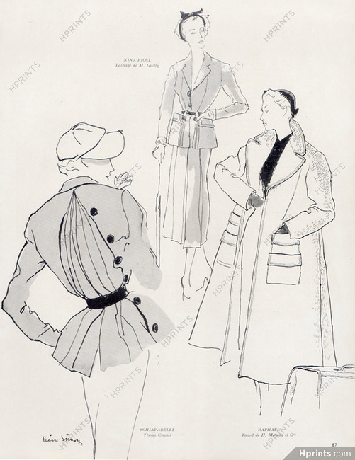 Pierre Simon 1949 Schiaparelli, Raphaël, Nina Ricci, Coat, Suit