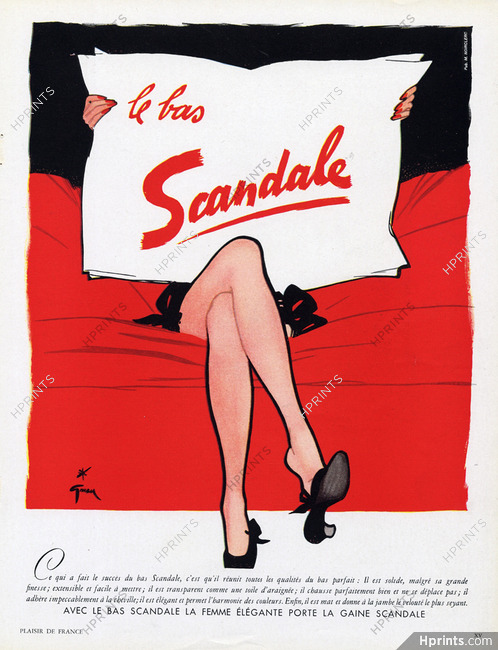 Scandale (Hosiery, Stockings) 1952 René Gruau