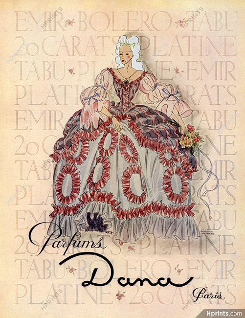 Dana (Perfumes) 1946 Facon Marrec, 18th Century Costumes