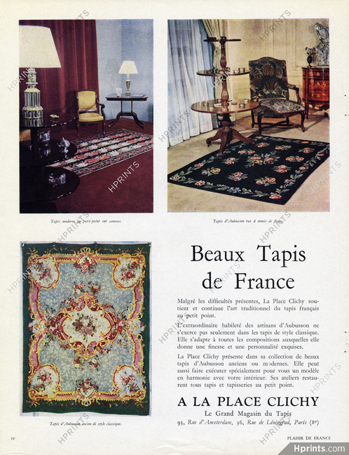 A La Place Clichy 1952 Tapis d'Aubusson
