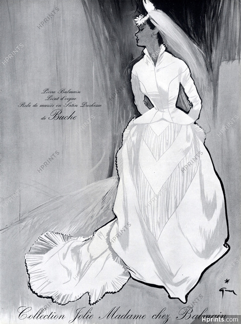 Pierre Balmain 1952 René Gruau, Wedding Dress